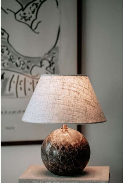 Lampa Stołowa Globen Lighting, brąz rdzawy, salon, tkanina | tekstylia