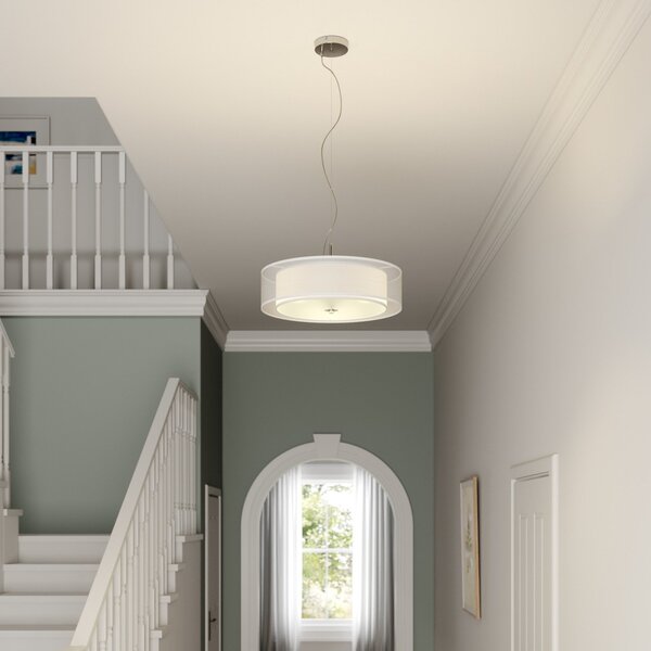 Lampa Wisząca Lindby, Pikka, ściemnialny, biały, salon, tkanina | tekstylia, nowoczesny
