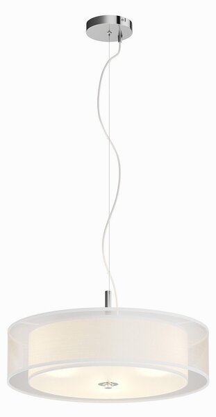 Lampa Wisząca Lindby, Pikka, ściemnialny, biały, salon, tkanina | tekstylia, nowoczesny