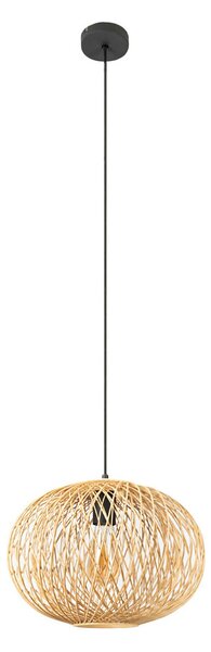 Lampa Wisząca Lindby, Solvira, ściemnialny, drewniany, salon, bambus, boho