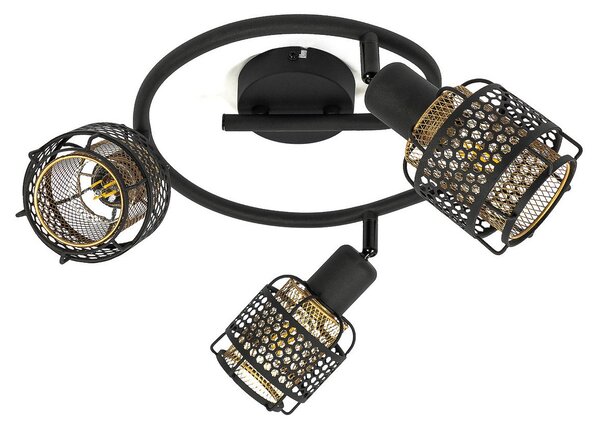 Lampa Sufitowa Lindby, Eudoria, ściemnialny, czarny, salon, metal, nowoczesny