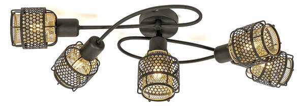 Lampa Sufitowa Lindby, Eudoria, ściemnialny, czarny, salon, metal, nowoczesny