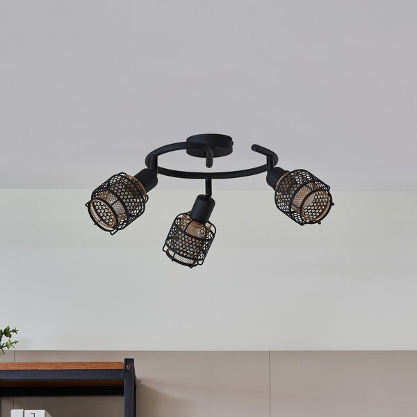 Lampa Sufitowa Lindby, Eudoria, ściemnialny, czarny, salon, metal, nowoczesny