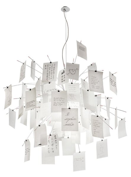 Lampa Wisząca Ingo Maurer, Zettel'z 5, ściemnialny, biały, salon, papier | karton, design