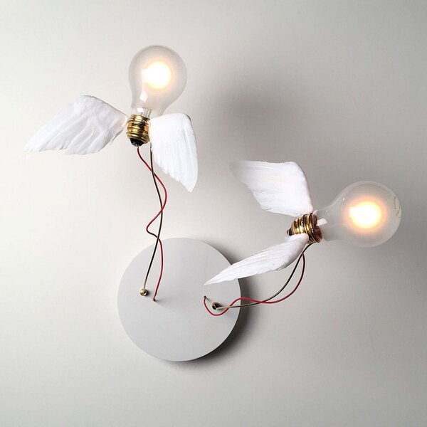 Lampa Sufitowa Ingo Maurer, Lucellino Doppio, ściemnialny, biały, salon, design