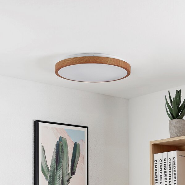 Lampa Sufitowa Lindby, Mynte, drewniany, salon, tworzywo sztuczne, nowoczesny