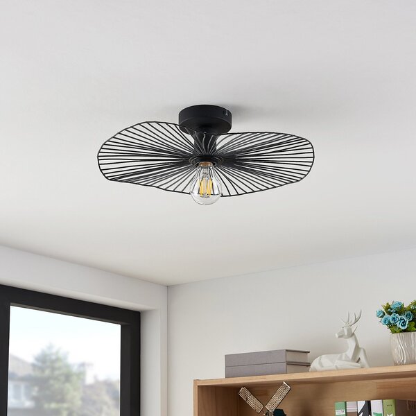 Lampa Sufitowa Lindby, Ruota, ściemnialny, czarny, salon, metal, nowoczesny