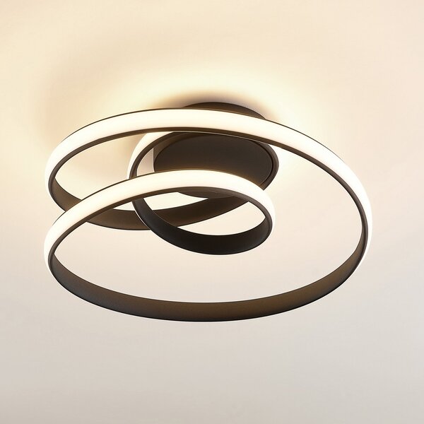 Lampa Sufitowa Lucande, Sakina, ściemnialny, czarny, salon, metal, design