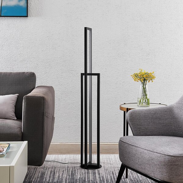 Lampa Podłogowa Lucande, Hylda, ściemnialny, czarny, salon, metal, nowoczesny