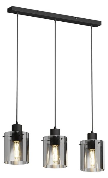 Lampa Wisząca Lindby, Kourtney, ściemnialny, czarny, salon, szkło, nowoczesny