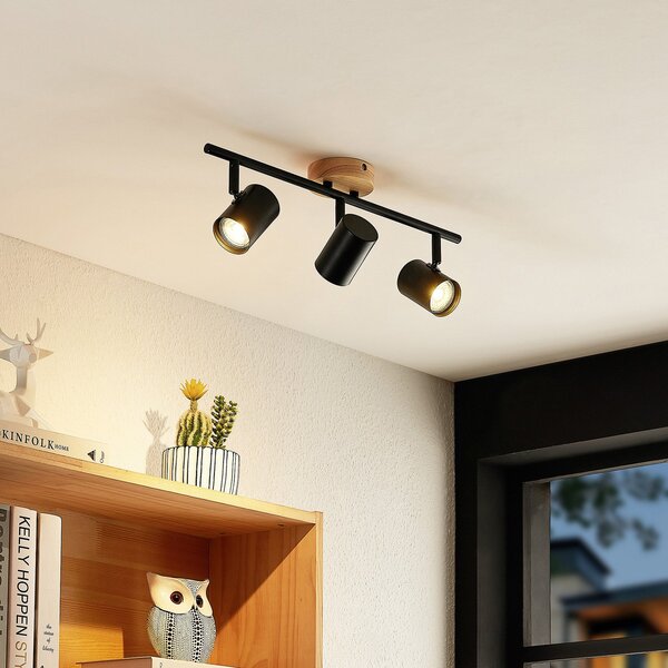 Lampa Sufitowa Lindby, Xiomara, ściemnialny, czarny, salon, metal, nowoczesny