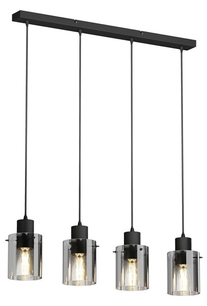 Lampa Wisząca Lindby, Kourtney, ściemnialny, czarny, salon, szkło, nowoczesny