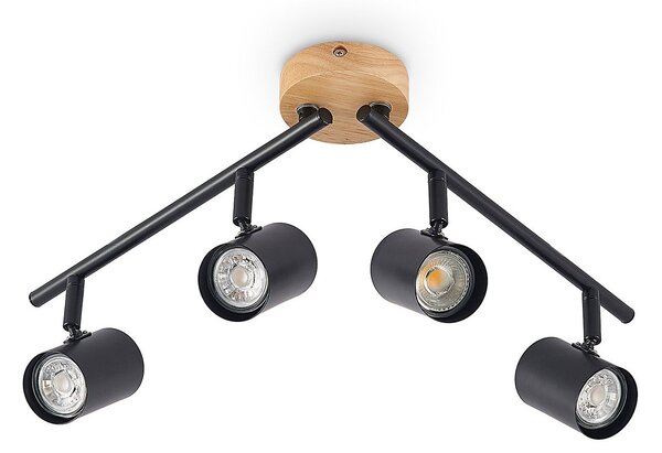 Lampa Sufitowa Lindby, Xiomara, ściemnialny, czarny, salon, metal, nowoczesny