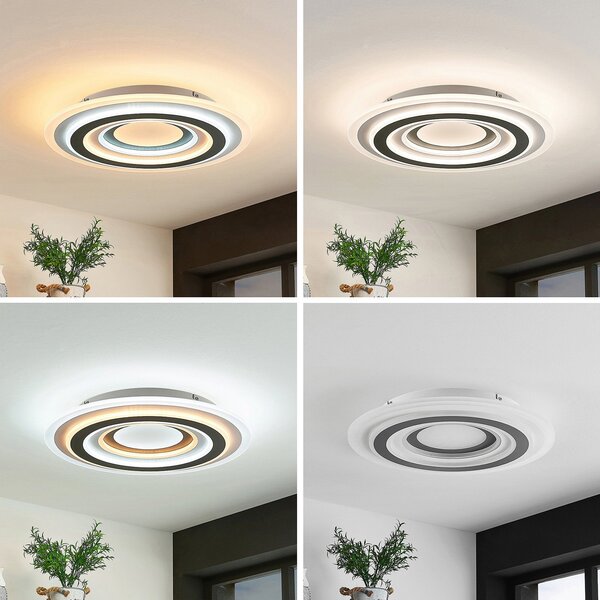 Lampa Sufitowa Lindby, Jazmina, ściemnialny, czarny, salon, tworzywo sztuczne, nowoczesny