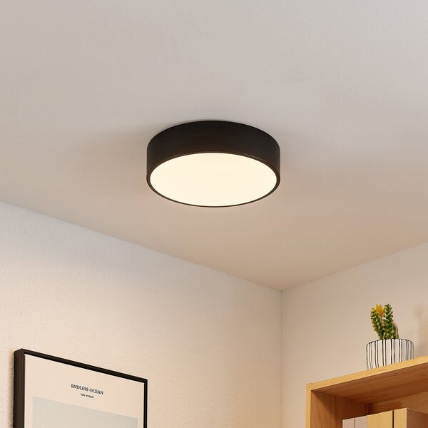 Lampa Sufitowa Lindby, Simera, ściemnialny, czarny, salon, tworzywo sztuczne, nowoczesny
