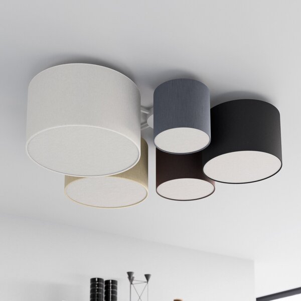 Lampa Sufitowa Lindby, Laurenz, ściemnialny, szary, salon, tkanina | tekstylia, nowoczesny