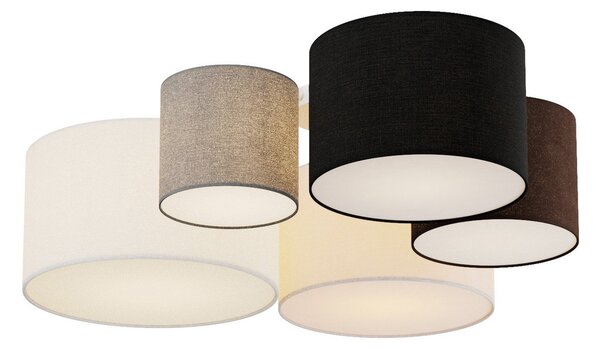 Lampa Sufitowa Lindby, Laurenz, ściemnialny, szary, salon, tkanina | tekstylia, nowoczesny