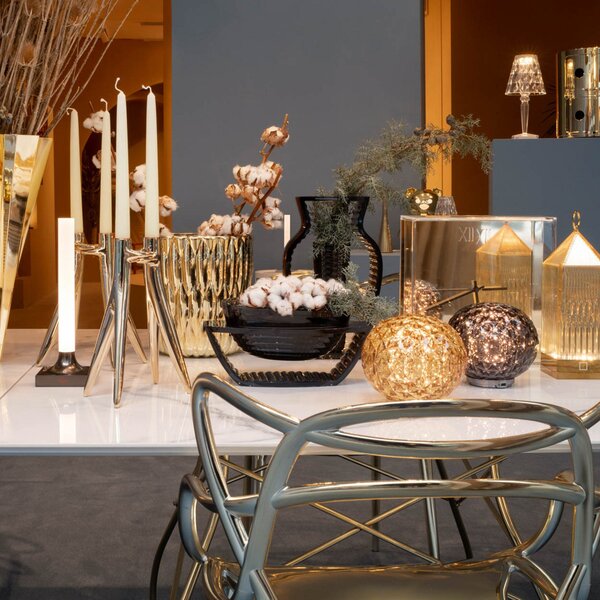 Lampa Wisząca Kartell, FL/Y, ściemnialny, złoty | mosiężny, salon, tworzywo sztuczne, design
