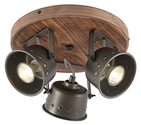 Lampa Sufitowa Lindby, Rubinjo, ściemnialny, drewniany, salon, metal, vintage