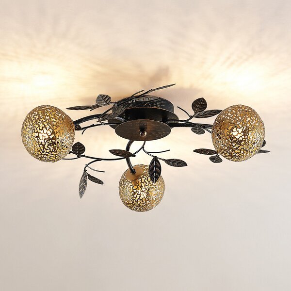 Lampa Sufitowa Lucande, Evory, ściemnialny, czarny, salon, metal, florentyński