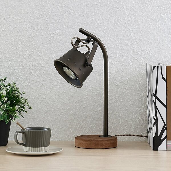 Lampa Stołowa Lindby, Rubinjo, czarny, salon, metal, vintage