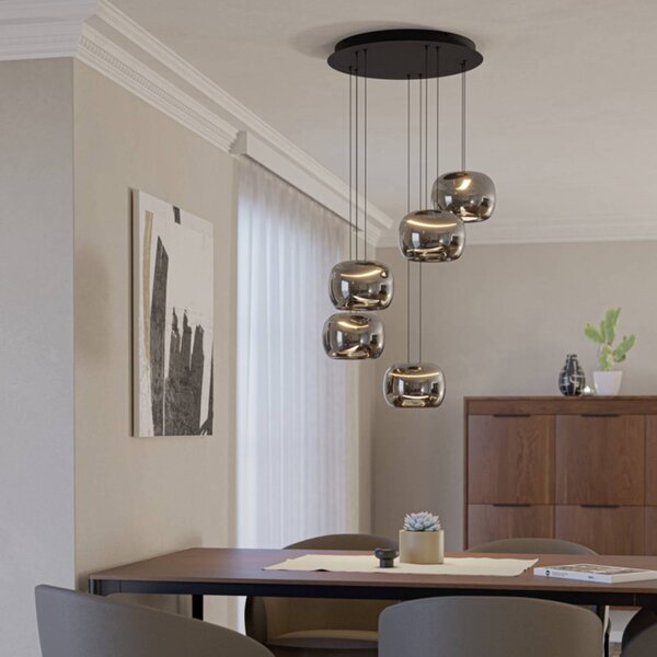 EGLO Lampa wisząca HORTUNAS, możliwość ściemniania, czarny, salon / jadalnia, szkło