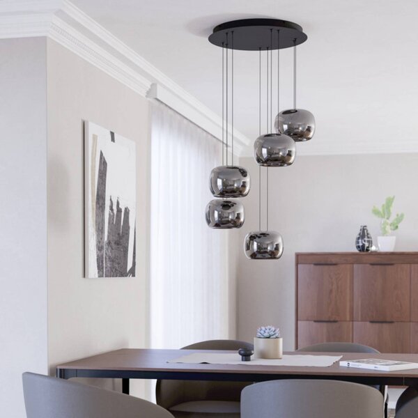 EGLO Lampa wisząca HORTUNAS, możliwość ściemniania, czarny, salon / jadalnia, szkło