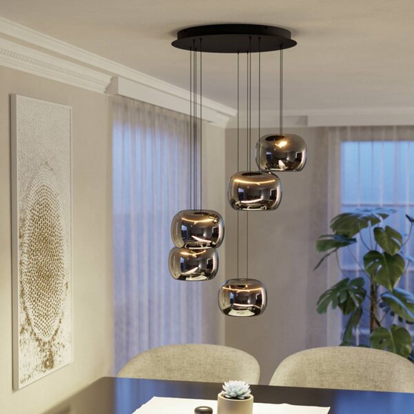 EGLO Lampa wisząca HORTUNAS, możliwość ściemniania, czarny, salon / jadalnia, szkło