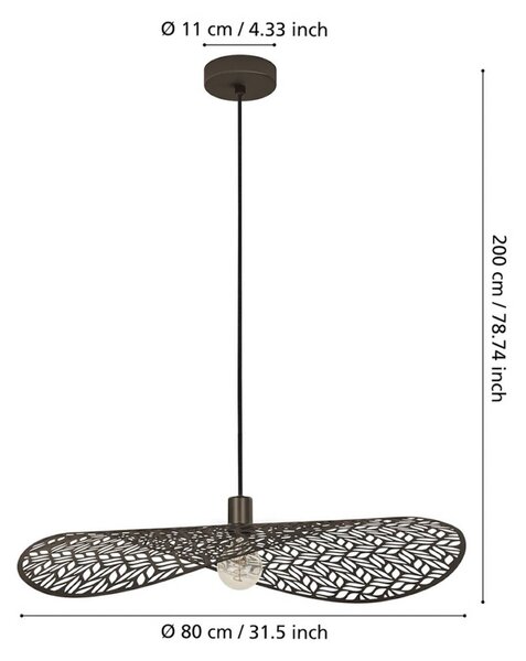 EGLO Lampa wisząca SWABY, możliwość ściemniania, brązowy / mosiężny, salon / jadalnia, metal