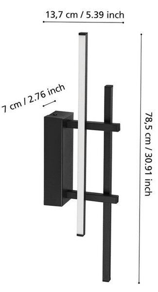 Kinkiet LED EGLO TREPILIANO, czarny, wysokość 46 cm, metal