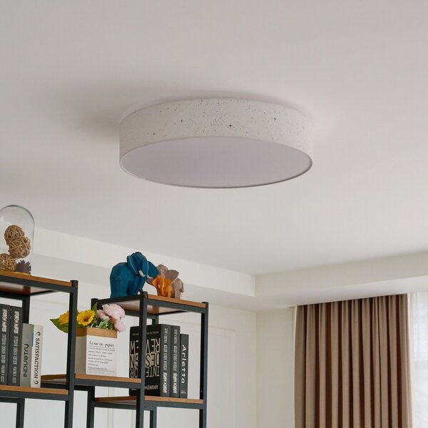 Lampa Sufitowa Lindby, Ellamina, ściemnialny, biały, salon, tkanina | tekstylia, nowoczesny