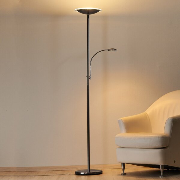 Lampa Podłogowa Lindby, MALEA, ściemnialny, metaliczny, salon, metal, nowoczesny