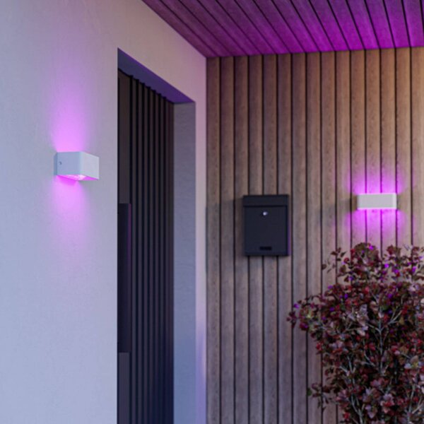 EGLO connect – inteligentny kinkiet zewnętrzny LED SANIA-Z, biały, IP55 możliwość ściemniania, biały / opal, metal
