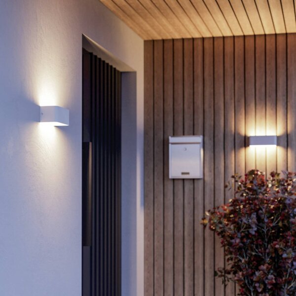 EGLO connect – inteligentny kinkiet zewnętrzny LED SANIA-Z, biały, IP55 możliwość ściemniania, biały / opal, metal
