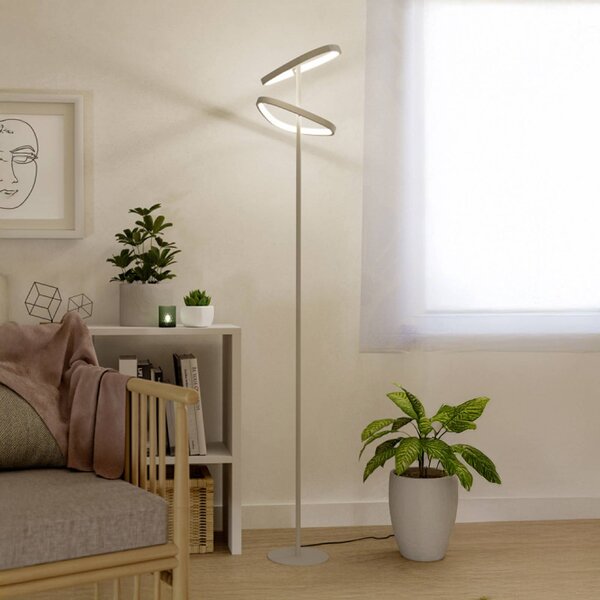 EGLO Lampa stojąca LEPORANO, możliwość ściemniania, kremowy / amber, salon / jadalnia, metal