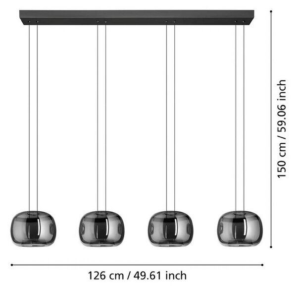 EGLO Lampa wisząca HORTUNAS, możliwość ściemniania, czarny, salon / jadalnia, szkło