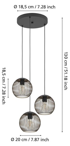 EGLO Lampa wisząca ALMANZORA, możliwość ściemniania, czarny, salon / jadalnia, metal