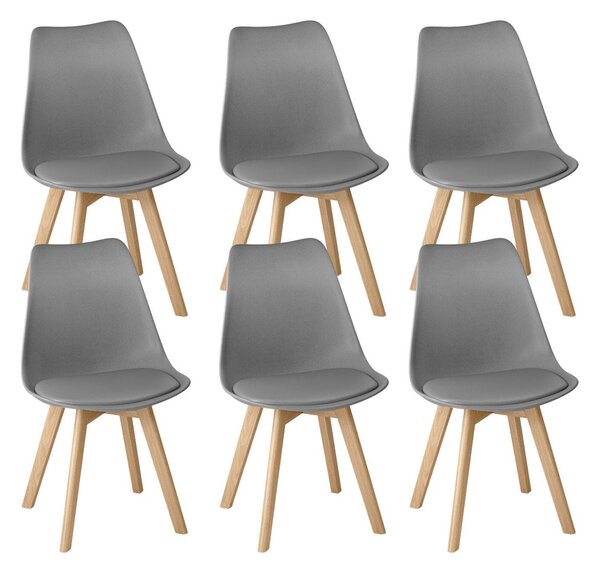 Zestaw 6 krzeseł do jadalni BEALIFE, skandynawski design, łatwe w pielęgnacji | Do jadalni, gabinetu i restauracji | Czarny/biały/szary TB18