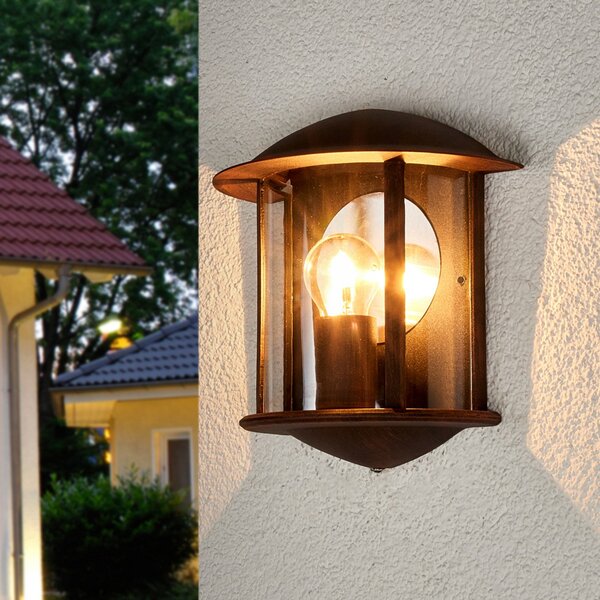 Zewnętrzna Lampa Lindby, Maelis, ściemnialny, brąz rdzawy, balkon, aluminium, nowoczesny