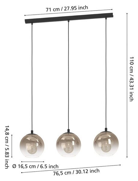 EGLO Lampa wisząca ARISCANI 1, możliwość ściemniania, miedziany, salon / jadalnia, szkło