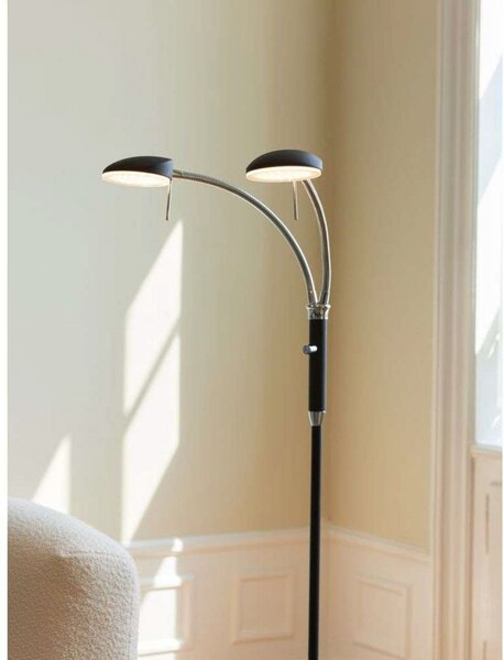 Lampa Podłogowa Halo Design, ściemnialny, czarny, salon, metal