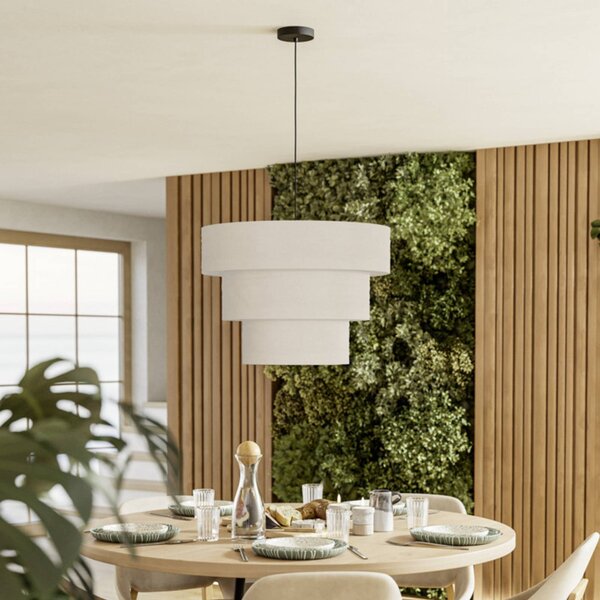 EGLO Lampa wisząca PAROGNO, możliwość ściemniania, kremowy / amber, salon / jadalnia, tkanina / materiał / jedwab