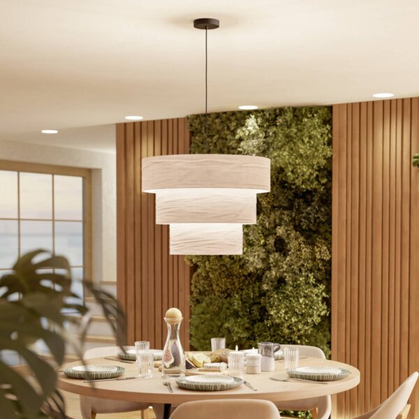 EGLO Lampa wisząca PAROGNO, możliwość ściemniania, kremowy / amber, salon / jadalnia, tkanina / materiał / jedwab