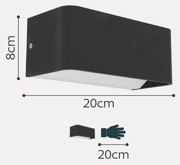 EGLO connect – inteligentny kinkiet zewnętrzny LED SANIA-Z, czarny, IP55 możliwość ściemniania, czarny, metal