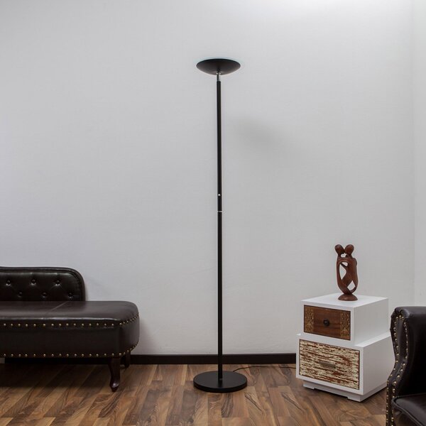 Lampa Podłogowa Lindby, Malea, ściemnialny, czarny, salon, metal, nowoczesny