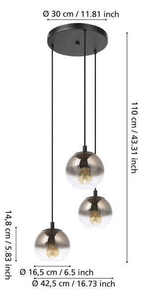EGLO Lampa wisząca ARISCANI 1, możliwość ściemniania, miedziany, salon / jadalnia, szkło
