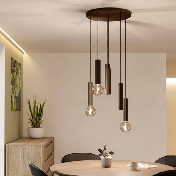 EGLO Lampa wisząca FARIOLO, możliwość ściemniania, brązowy / mosiężny, salon / jadalnia, metal