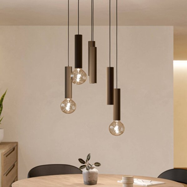 EGLO Lampa wisząca FARIOLO, możliwość ściemniania, brązowy / mosiężny, salon / jadalnia, metal
