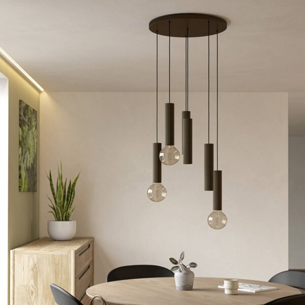 EGLO Lampa wisząca FARIOLO, możliwość ściemniania, brązowy / mosiężny, salon / jadalnia, metal