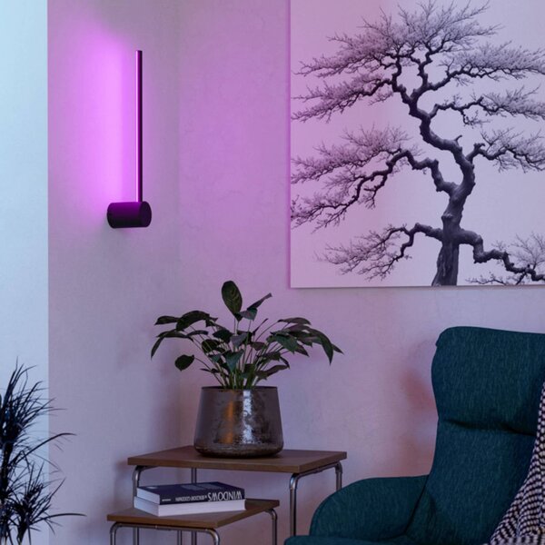 EGLO connect – inteligentna kinkiet LED FLATRON-Z, czarny, 48 cm możliwość ściemniania, czarny, salon / jadalnia, metal